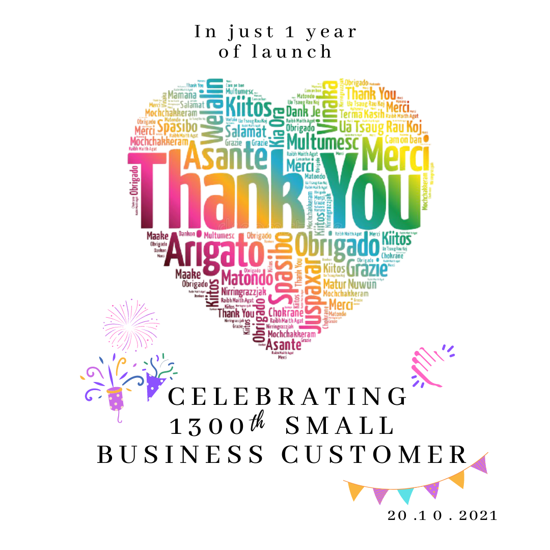 Celebrating 1300th Customer in just one year! Thank You!